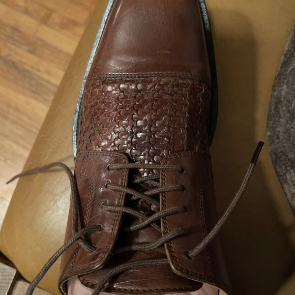 Johnson and Murphy Square Men’s Brown Leather Toecap Woven Oxford Shoes sz 8.5M - Picture 7 of 7